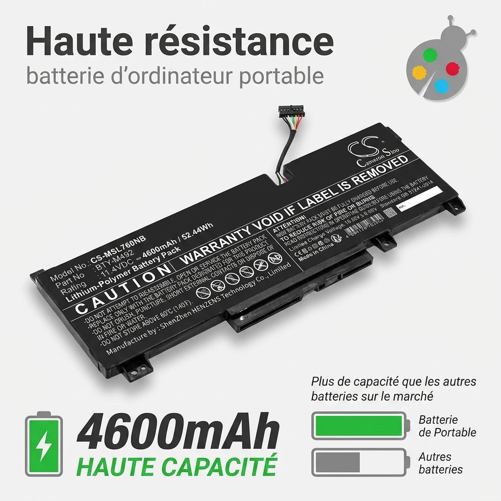 Batterij laptop msi katana gf76 connecteur blanc