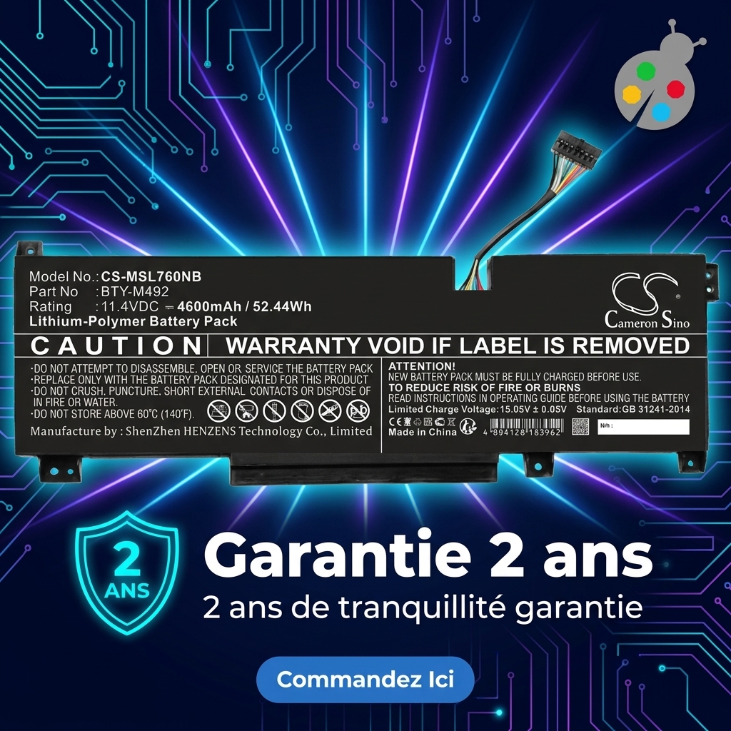 Batterij laptop msi katana gf76 connecteur blanc