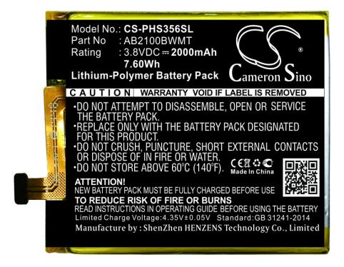 Batterij  philips ab2100bwmt