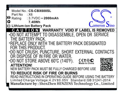 Batterij telefoon cubot x6